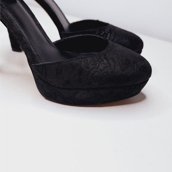 WHBM Jacquard Platform High Heels Ankle Strap Katrina Goth Whimsygoth 8 Black - Picture 9 of 15